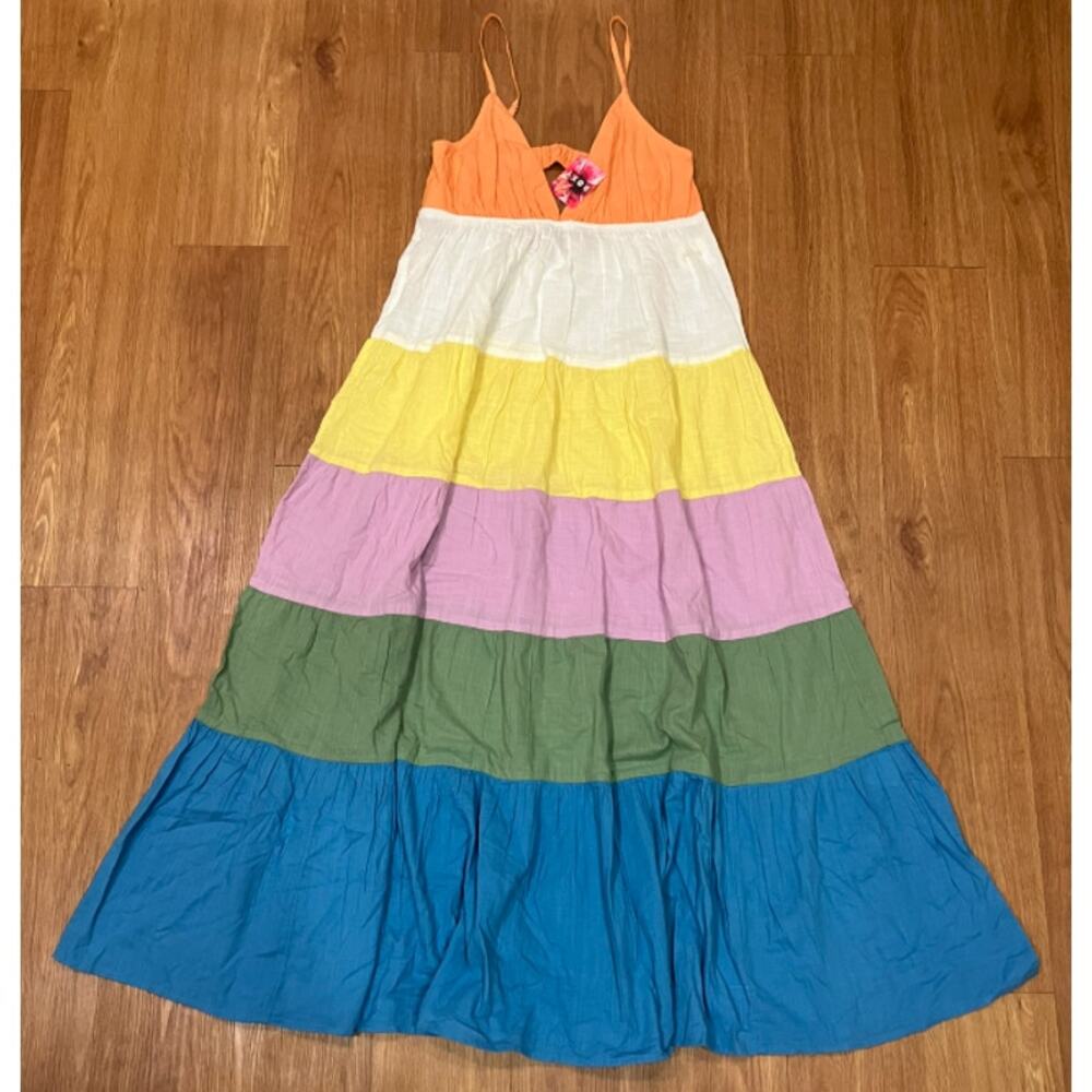 Roxy Juniors' Honolulu Glow Tiered Open-Back Maxi Dress XS - Picture 3 of 7